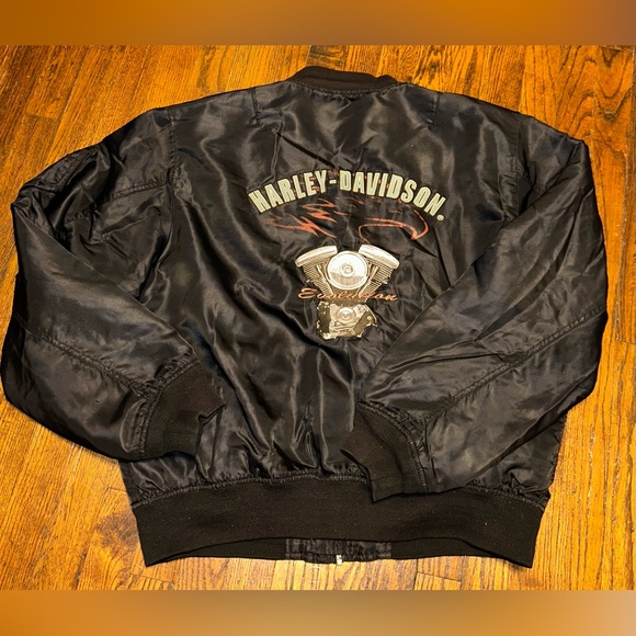 Mens XL HARLEY DAVIDSON Evolution Zip-Up Nylon Bomber Jacket